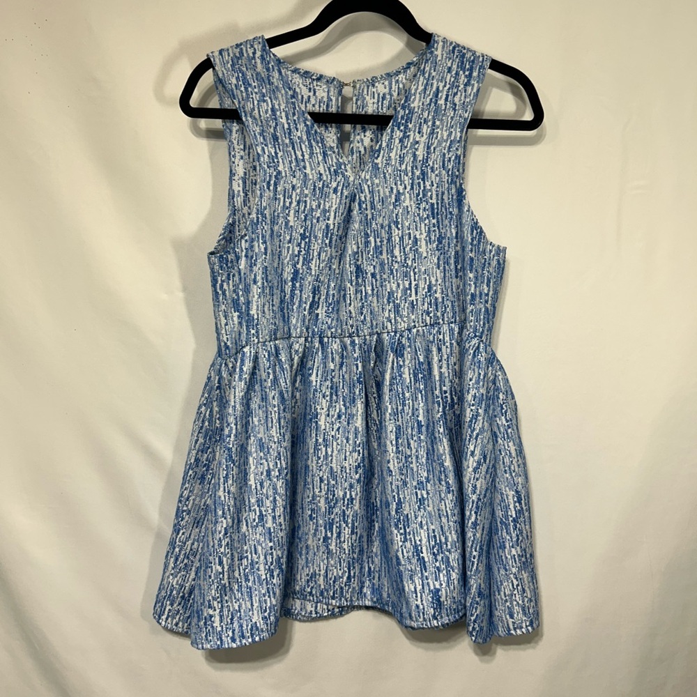 Charming Blue Patterned woman’s a line top. (Homemade)